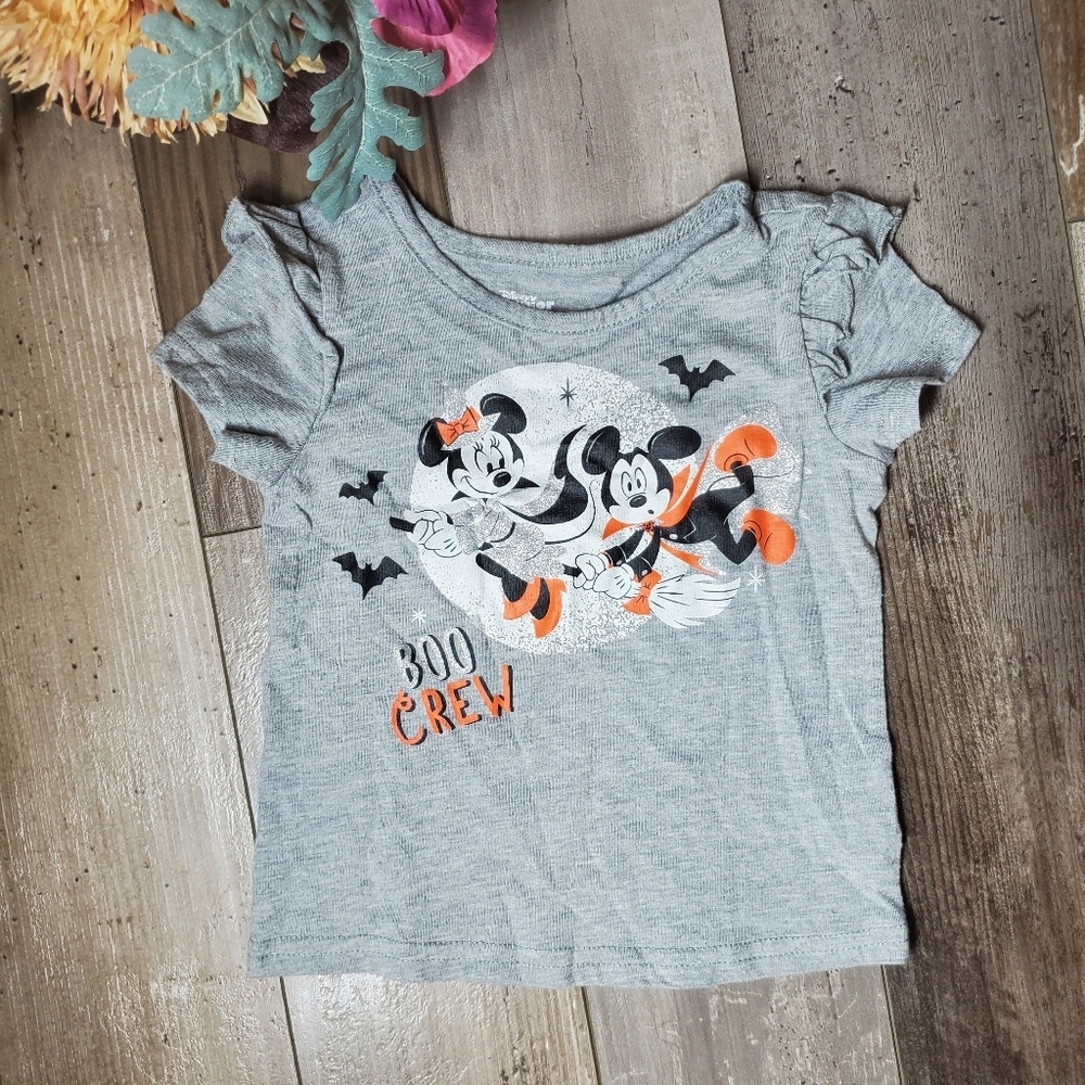 Disney Junior Minnie Mouse Toddler Girl Gray Boo Crew Halloween Top Size 2T NWOT